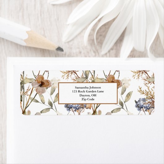 秋の水彩ワイルドフラワーフローラ ラベル (インサイチュ)