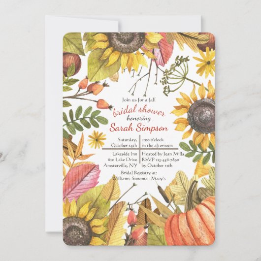 秋の水彩招待状 招待状 (正面)