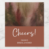 秋の水彩森林テラコッタ ブライダルシャワー ワインラベル (シングルラベル)