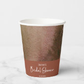 秋の水彩森林テラコッタ ブライダルシャワー 紙コップ (裏面)
