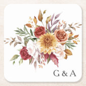 秋の水彩植物画 スクエアペーパーコースター (正面)