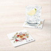 秋の水彩植物  スクエアペーパーコースター (インサイチュ)