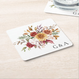 秋の水彩植物  スクエアペーパーコースター