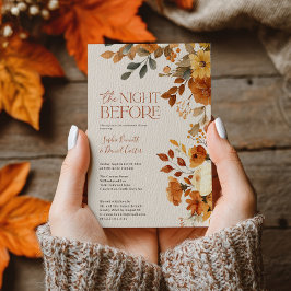 秋の水彩画のような素朴なリハーサルディナー ウェディング 招待状