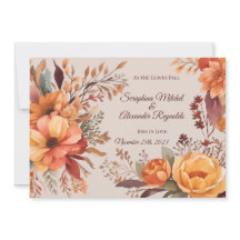 秋の水彩画のような素朴な花のウェディング