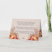 秋の水彩画のような、素朴な花のウェディングプログラム サンキューカード (裏面)