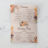 秋の水彩画のような、素朴な花のウェディングプログラム サンキューカード (内部)