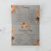 秋の水彩画のような、素朴な花をあしらったウェディングプログラム サンキューカード (内部)