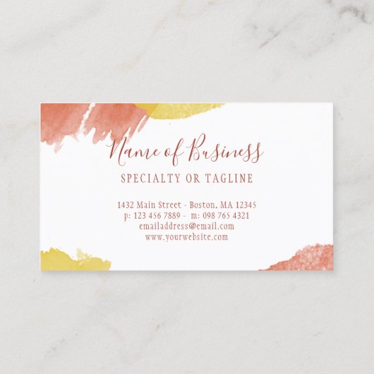 秋の水彩画及び豪華な原稿 名刺 (裏面)