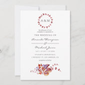 秋の水彩画 ウェディング 招待状 (正面)