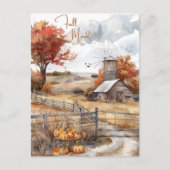 秋の水彩秋ムードin the Country ポストカード (正面)