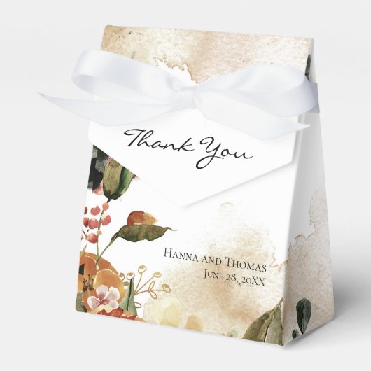 秋の水彩結婚フローラ素朴の結婚Fa フェイバーボックス (正面サイド)