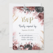 秋の水彩花のウェディング・RSVPカード 招待状 (正面)