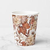 秋の水彩花のベイビーシャワー 紙コップ (裏面)