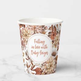 秋の水彩花のベイビーシャワー 紙コップ