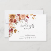 秋の水彩花の結婚式の出欠確認 出欠カード (正面)