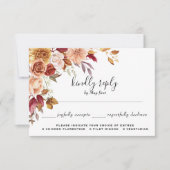 秋の水彩花の結婚式の食事選択への返信 出欠カード (正面)
