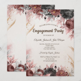 秋の水彩花エンゲージメント 招待状