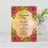 秋の水彩花ムクゲのエンゲージメントパーティー 招待状 (スタンド正面)