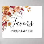秋の水彩花モチーフ ウェディングギフトタグ ポスター (正面)