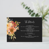 秋の水彩花モノクロ結婚式詳細案内 エンクロージャーカード (スタンド正面)