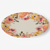 秋の水彩花模様の紙皿 ペーパープレート (アングル)