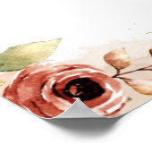 秋の水彩花模様オータムフラワーピーチウェルカム ポスター (角)