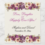 秋の水彩花模様 ワインラベル (シングルラベル)