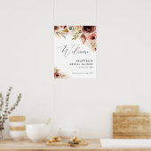 秋の水彩花模様 秋の花 peach ウェルカム ポスター (キッチン)