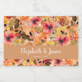 秋の水彩花結婚ズミニ スパークリングワインラベル (シングルラベル)