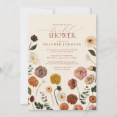 秋の水彩花 テラコッタ ブライダルシャワー 招待状 (正面)