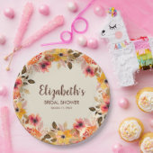 秋の水彩花 ブライダルシャワー ペーパープレート (パーティー)