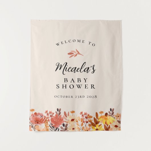 秋の水彩花 赤ちゃん歓迎の会 タペストリー (正面)