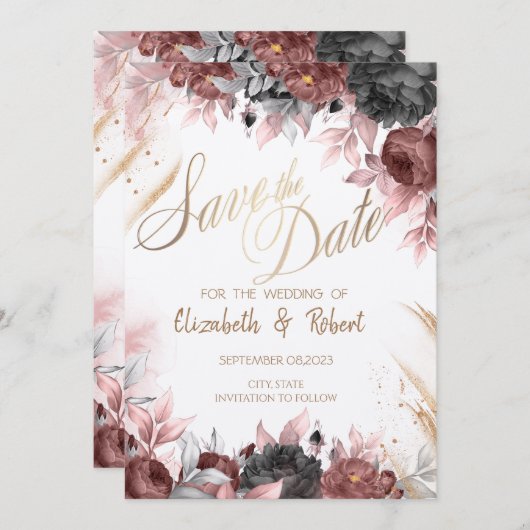 秋の水彩花 Save The Date セーブザデート (正面/裏面)