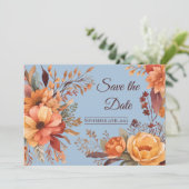 秋の水彩郷土花柄　Save the Date（日時お楽しみに） 招待状 (スタンド正面)