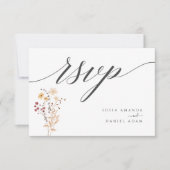 秋の水彩野花結婚の 出欠カード (正面)