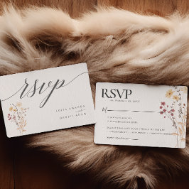 秋の水彩野花結婚の 出欠カード