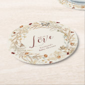 秋の水彩野草の赤ちゃんシャワー ラウンドペーパーコースター (アングル)