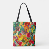 秋の水彩離れのキノコ型 トートバッグ (裏面)