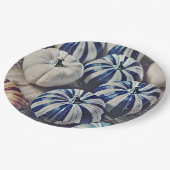 秋の水彩青白かぼちゃデザイン ペーパープレート (アングル)