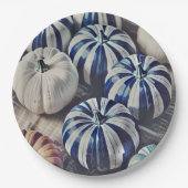 秋の水彩青白かぼちゃデザイン ペーパープレート (正面)