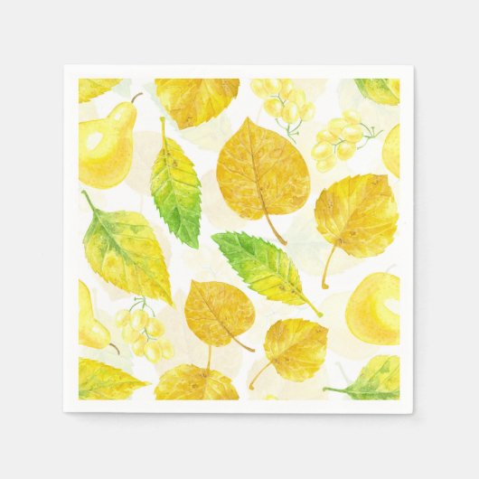 秋の水彩 スタンダードカクテルナプキン (正面)