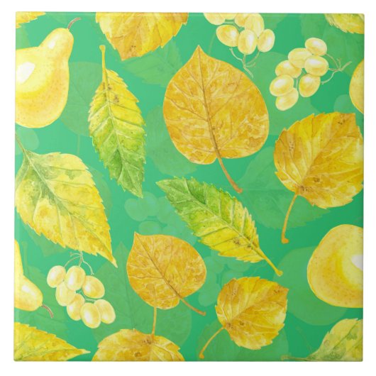 秋の水彩 タイル (正面)