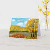 秋の水折りグリーティングカード カード (黄色い花)