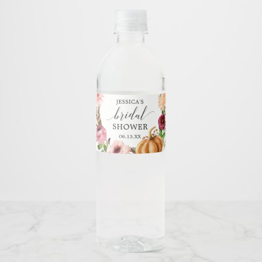 秋の水晶ブライダルシャワー水瓶ラベル ペットボトルラベル (正面)