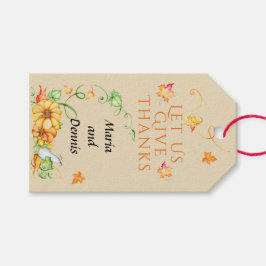 秋の水色カボチャフローラ感謝祭 ギフトタグ