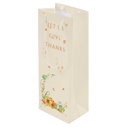 秋の水色カボチャフローラ感謝祭 ワインギフトバッグ (裏面アングル)
