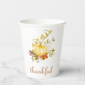 秋の水色カボチャ感謝の感謝祭 紙コップ (正面)