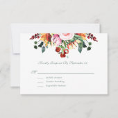 秋の水色フローラひまわり結婚式RSVP (正面)