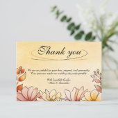 秋の水色フローラテラコッタイエロー結婚ズ サンキューカード (スタンド正面)